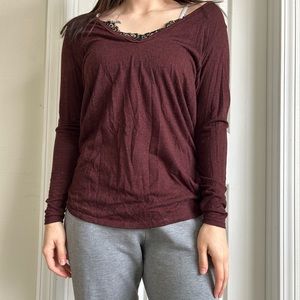 BKE open back lace blouse